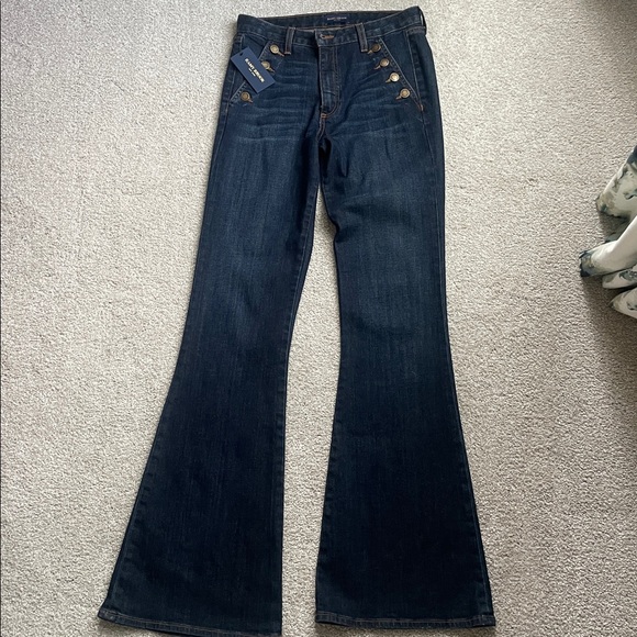 Ramy Brook- Helena High-Rise Flare Jean Sailor Button Sz 28. Dark Rinse - Picture 6 of 10